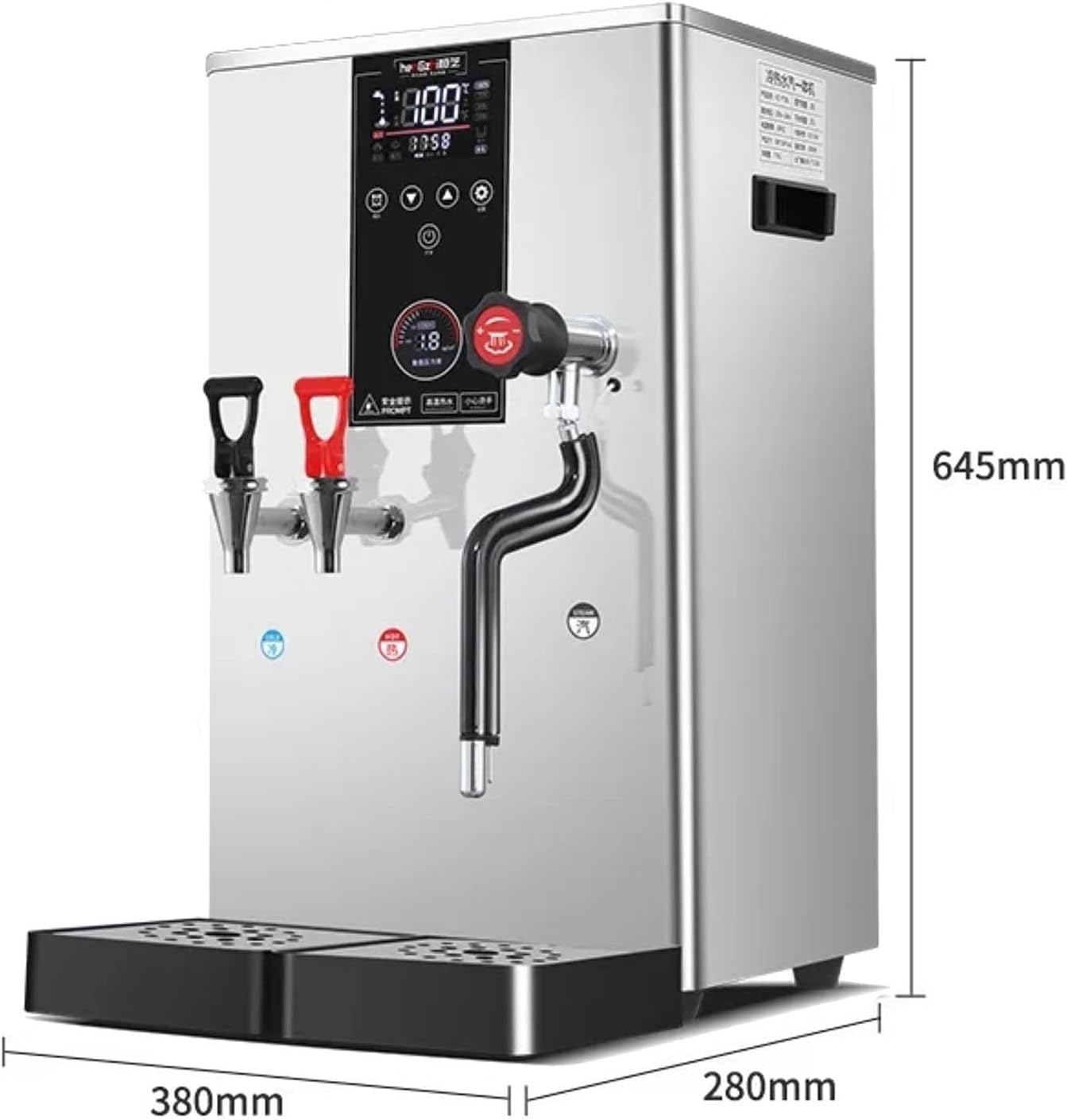 Automatic Milk Steamer Commercial Milk Frother, Electric Coffee Frothing Machine Professional Steam Stainless Steel Milk Bubble Machine for Coffee, Milk, Bubble Tea (Color : 110V, Size : Silvery)