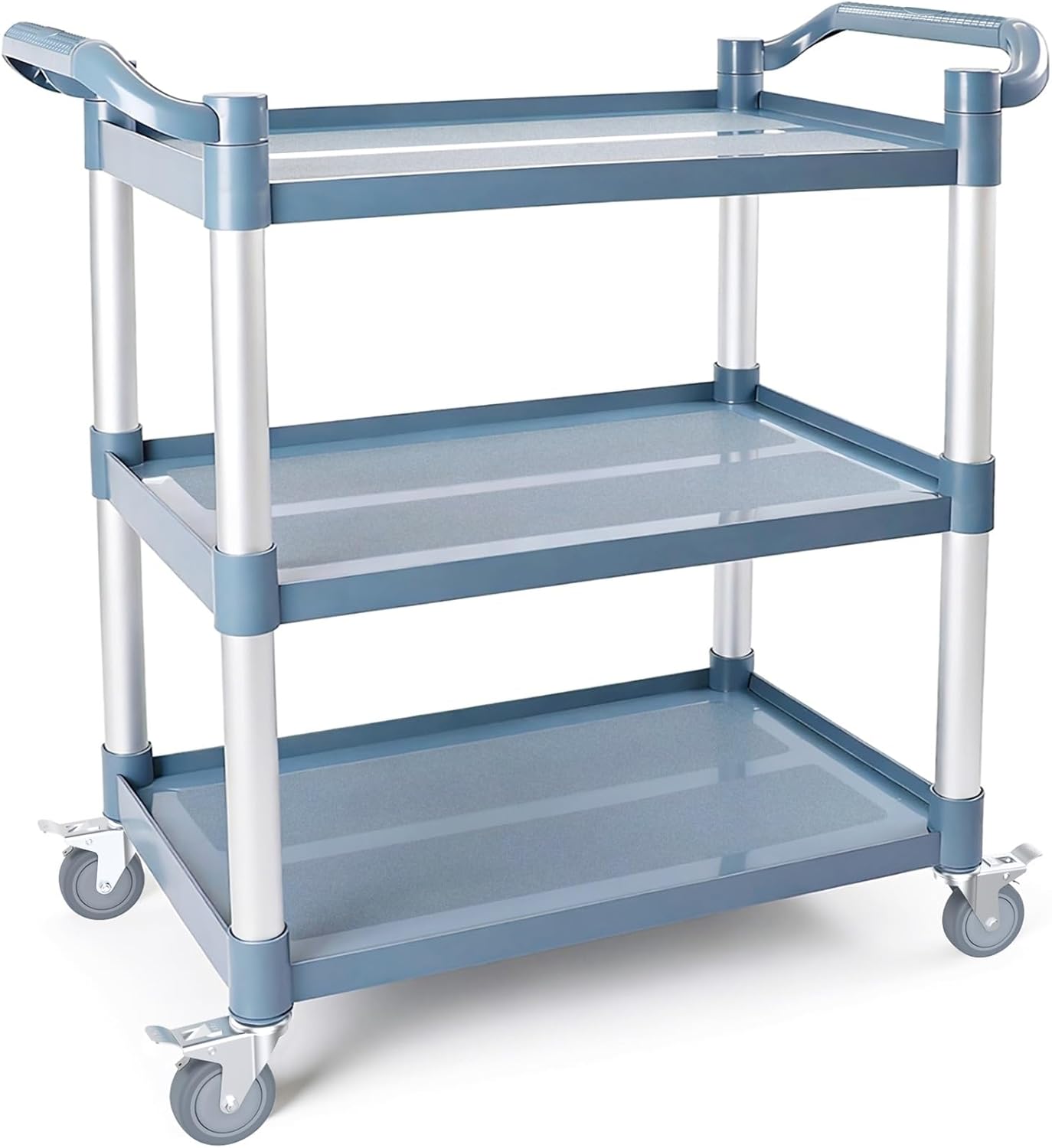 3-Tier Rolling Utility Cart on Wheels, 510 lbs Capacity Utility Service Cart, Commercial Kitchen Cart with 4 Lockable Swivel Casters for Restaurant/Home/Warehouse/Office (31.5X 15.75x 37.4 in)