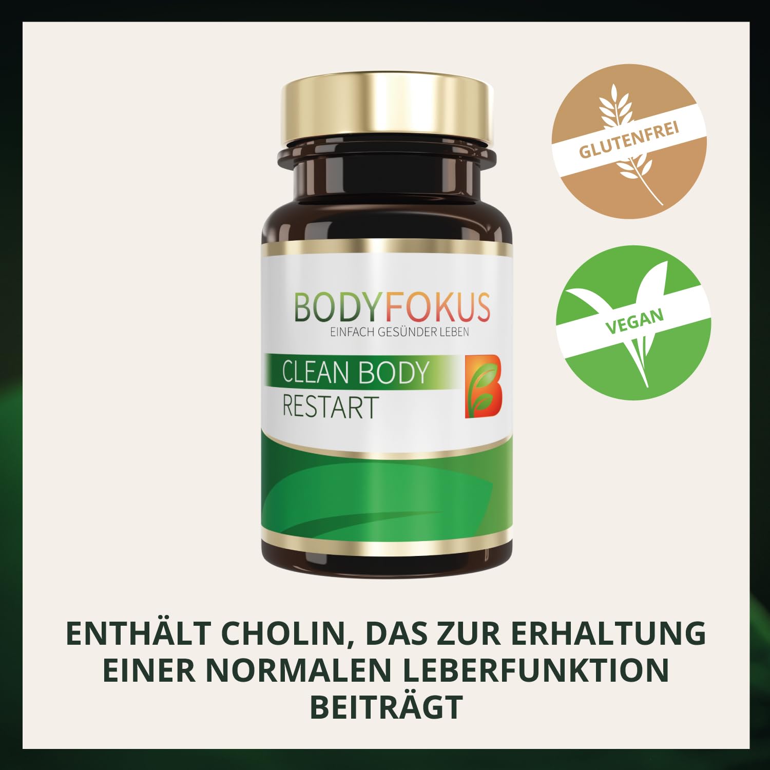 BodyFokus Clean Body Restart - Leber, Homocystein und Fettstoffwechsel - 60 Kapseln - made in Germany
