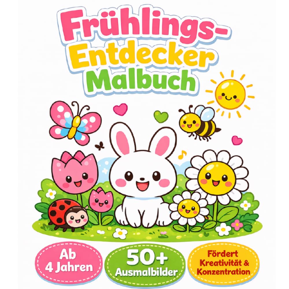 Frühlings-Entdecker Malbuch für Kinder ab 4 Jahren: Mit über 50 liebevoll gestalteten Ausmalbildern. Niedliche Tiere, Blumen & Frühlingsmotive. ... (Entdecker-Jahreszeiten-Malbücher für Kinder)