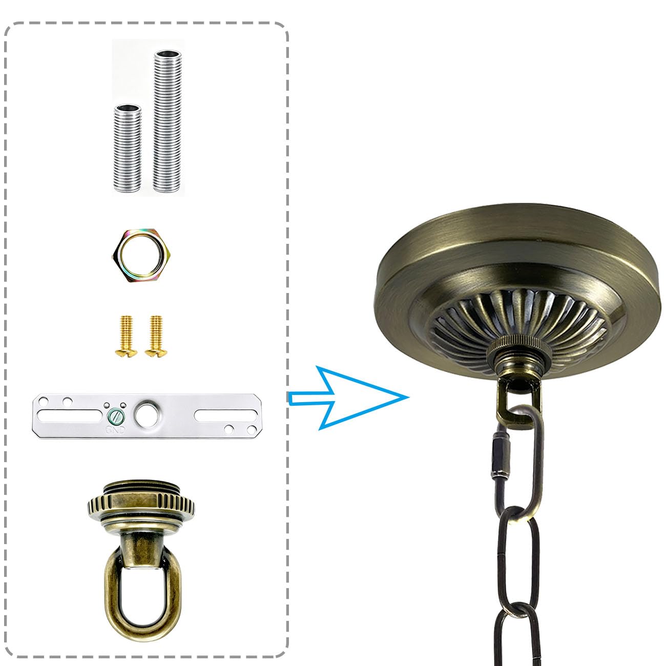 ECUDIS Light Fixture Cross Bar Kit, Antique Brass, Pack of 2 — Amazon image 2