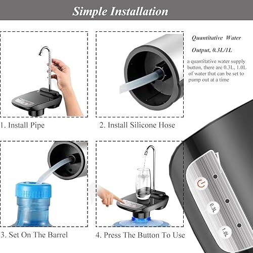 Miniatura 7 de Bomba dispensadora de agua potable, bomba automática de agua de escritorio para jarras de agua de 1 a 5 galones, bomba de botella de agua eléctrica
