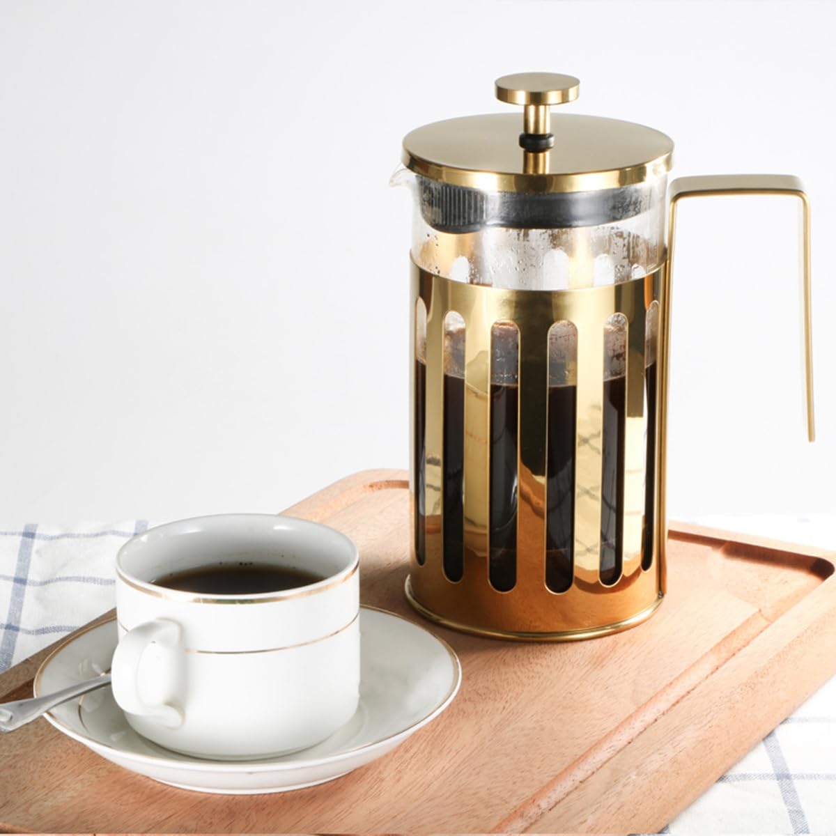 Cafetera de prensa francesa, olla de borosilicato resistente al calor con pantallas de filtro de acero inoxidable para espresso y cerveza fría