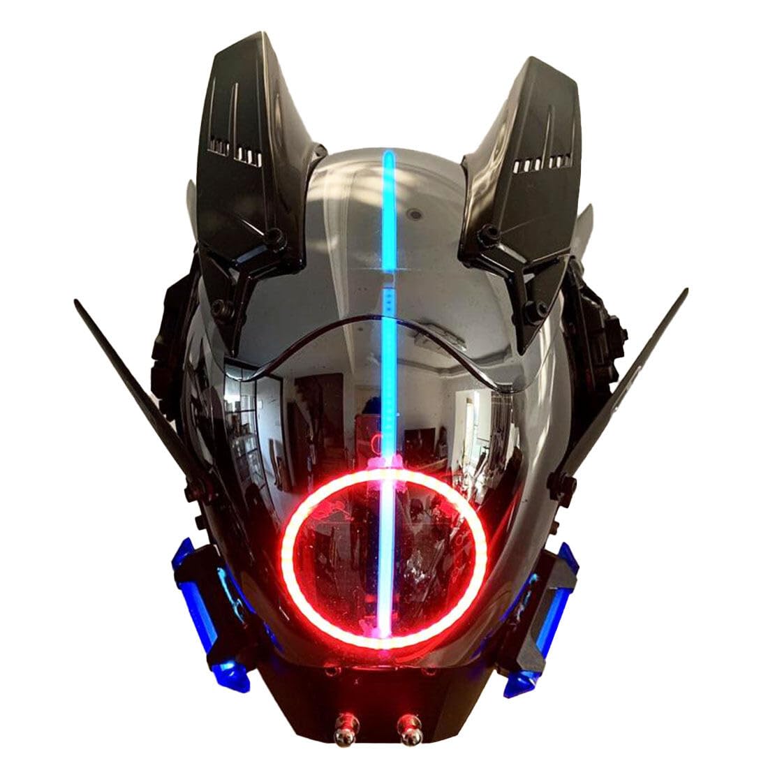 Joytopiaminds Full-Face Mask, LED Steampunk Mask with Wings & Horns, Multi-Color Light Up Futuristic Mask for Halloween, Cosplay & Costume Parties