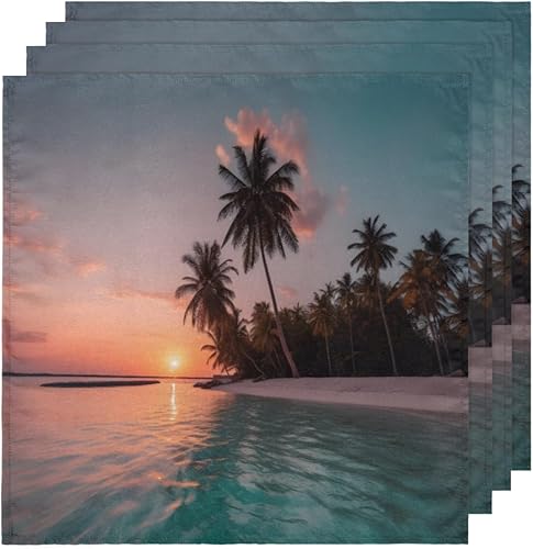 Miniatura 5 de Cloth Napkins Set of 6 Palm Tree 20x20 Inch Cloth Napkins Sunset Beach Washable Reusable Kitchen Dinner Napkins Table Decor for Wedding, Holiday