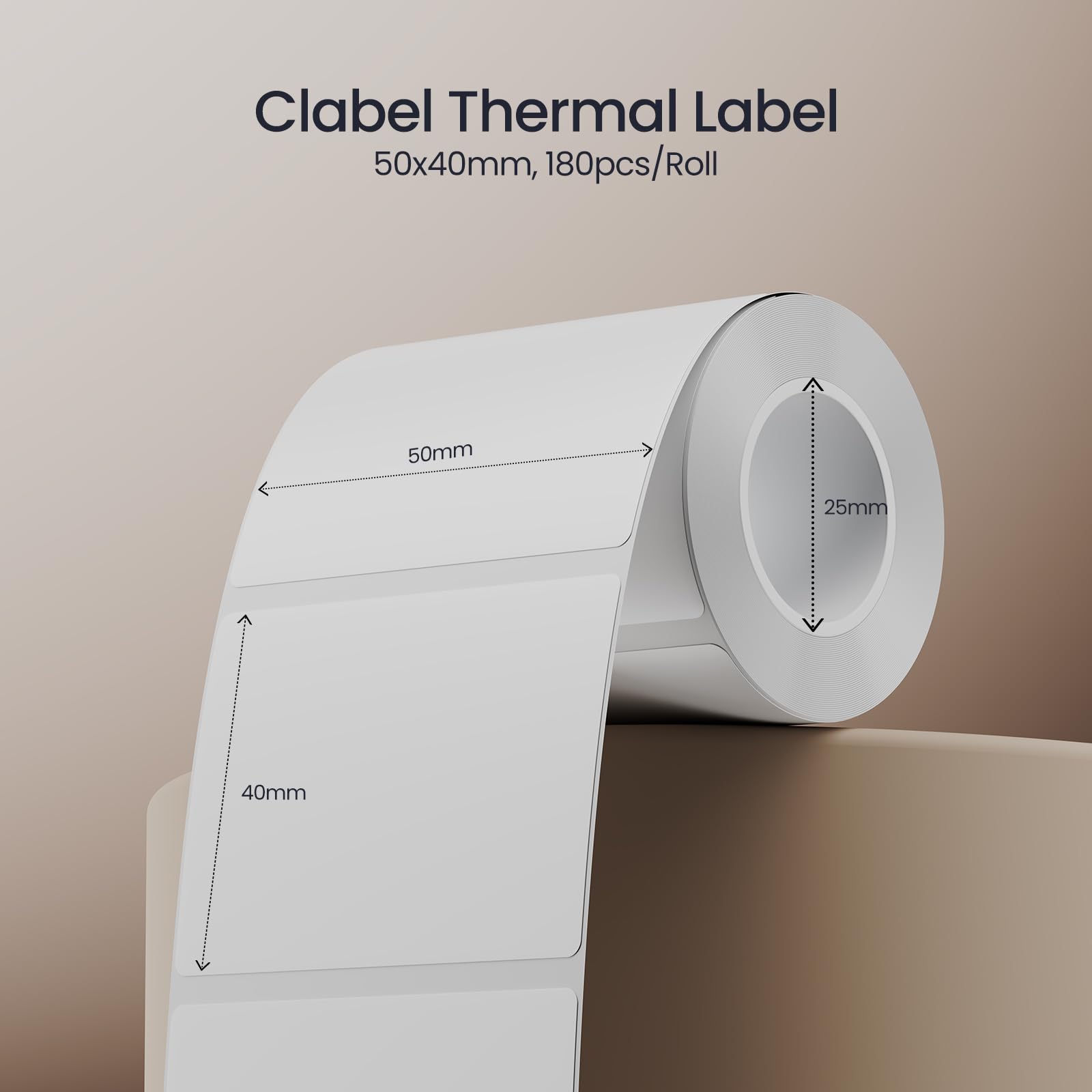CLABEL Etichette termiche, 50 x 40 mm, 6 rotoli, colore bianco | 1080 adesivi, oleofobico, materiale sintetico, multiuso. Per 221B 230B 320B, logo di piccole imprese, file, barattolo, regalo