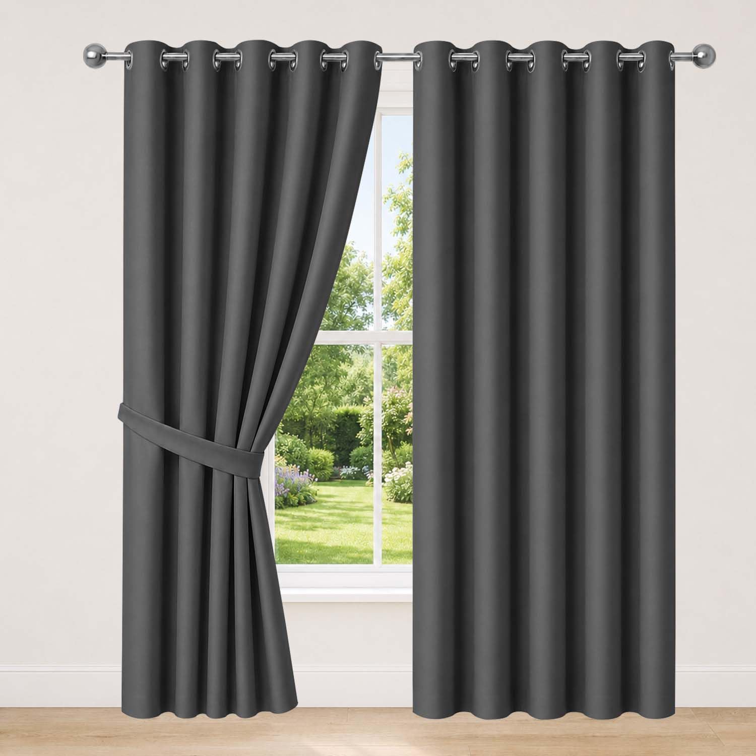 AMEHA Blackout Curtains for Bedroom Eyelet Grey Curtains, 46”x90” 1 Pair