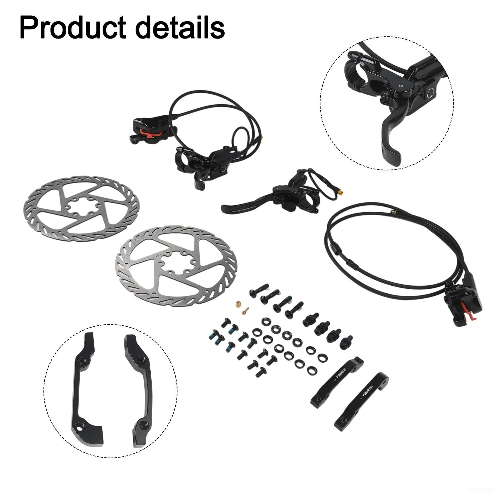 Kit de freno hidráulico de 3 pines,Para bicicletas eléctricas Freno Delantero Izquierdo 800 Mm Y Freno Trasero Derecho 1400 Mm Frenos De Disco De Metal Y Plástico