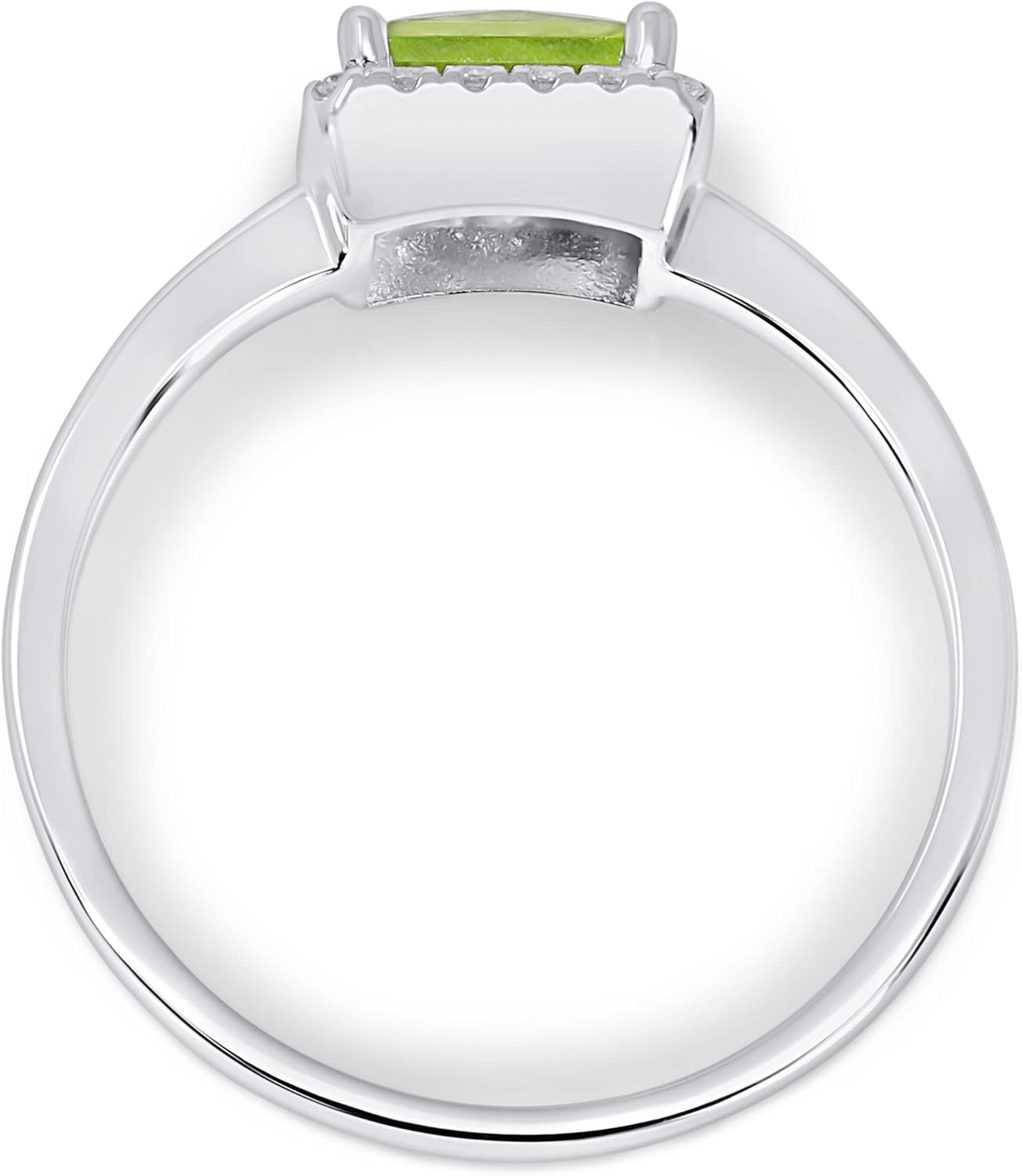 14K White Gold 1Ct Genuine Peridot Square with Diamonds Ring. Size 7 - Image 2