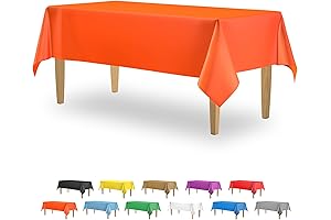 5 Pack Premium Orange Plastic Tablecloth