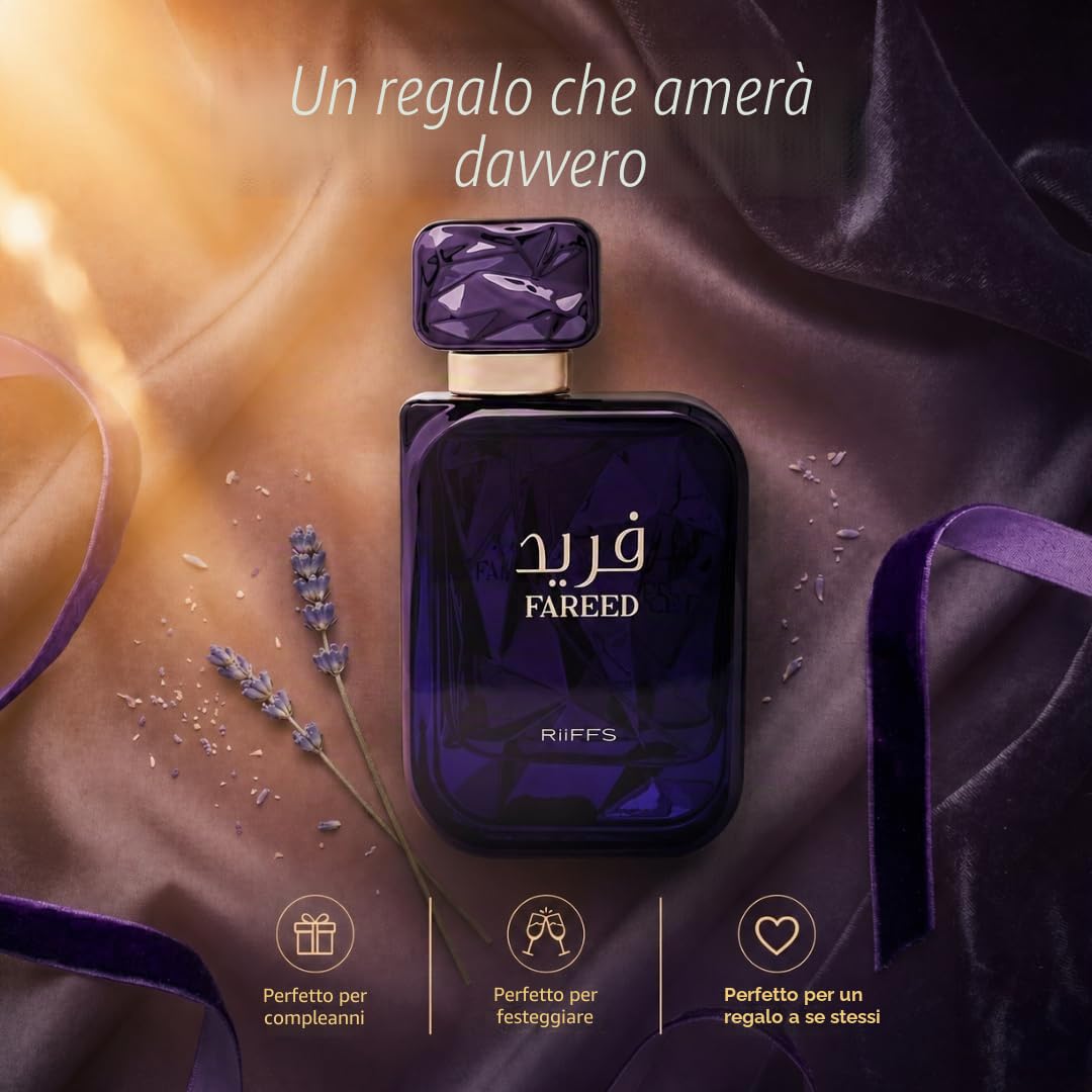 RiiFFS Parfums Fareed Eau de Parfum da uomo, profumo fresco speziato a lunga durata, con cetriolo, cardamomo e ambra, fragranza araba di lusso, 100 ml