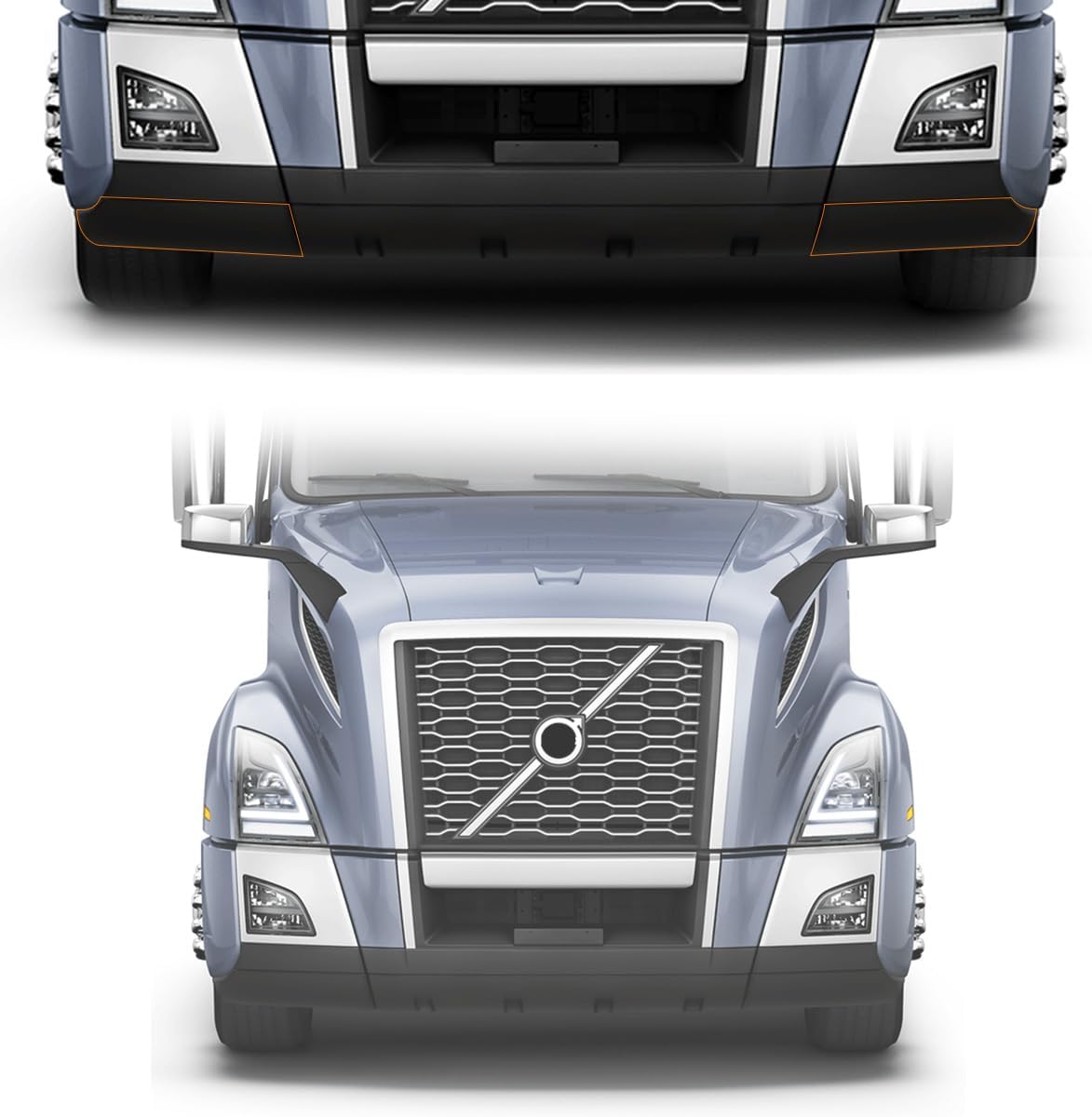 Truck Parts Bumper Bottom Air Flow Deflector Pair Compatible with Volvo VNL 2018 2019 2020 2021 2022 2023 2024