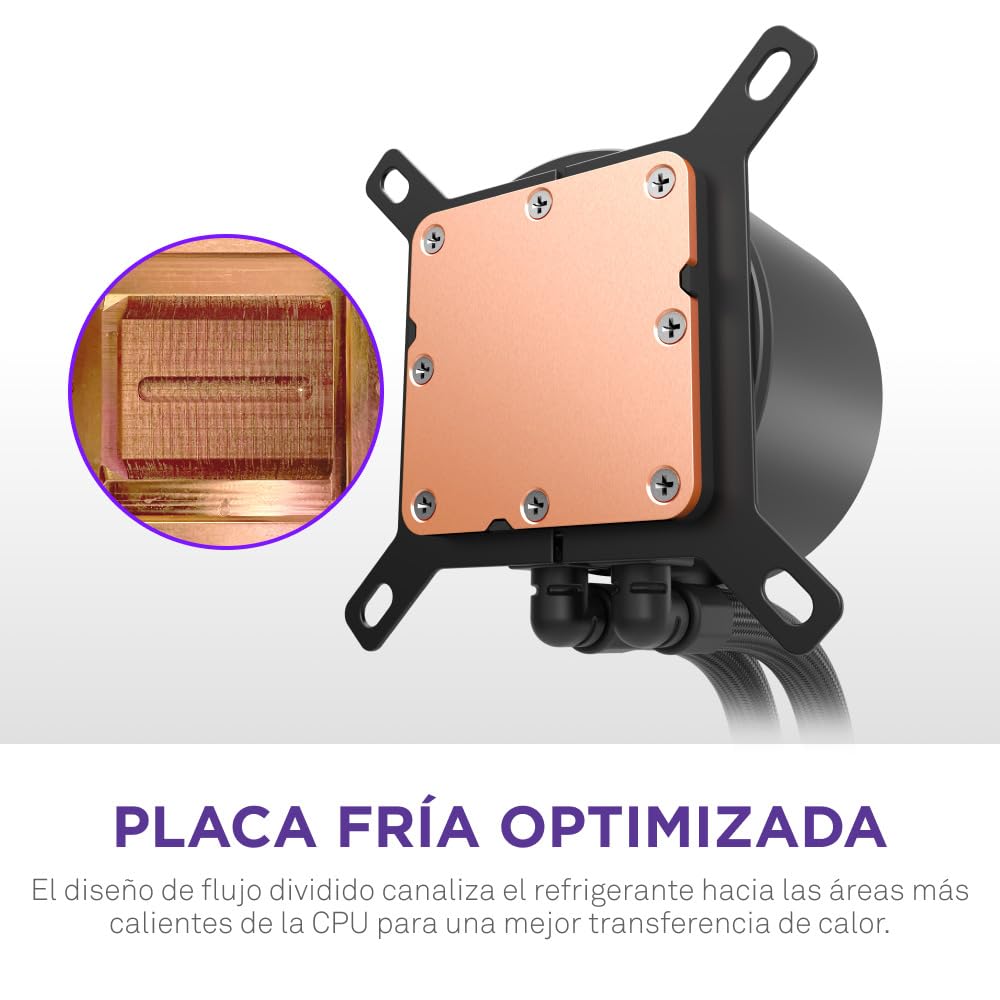 NZXT Kraken Plus 280 – Refrigeración líquida AIO para CPU – Radiador de 280 mm – 2 Ventiladores F140P – Pantalla LCD Cuadrada de 1,54" – AMD® AM5, AM4 – Intel® LGA 1851/1700, 1200/115X – Negro — view 9