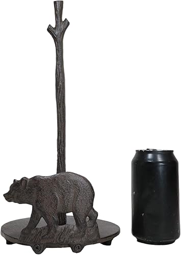 Miniatura 7 de Ebros Gift Soporte para toallas de papel rústico vintage de hierro fundido con oso negro para pasear, 14 pulgadas de alto, osos rústicos, cabaña,