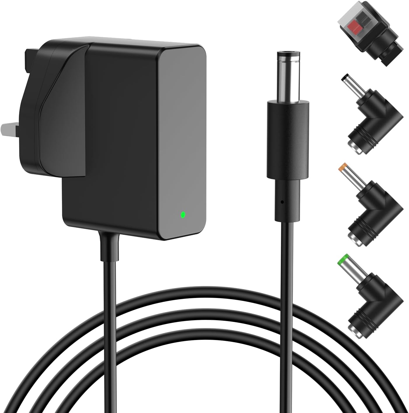 DC 12V 2A Power Adapter for LED Strip Lights, Router, Laptop, CCTV Camera, for Yamaha Keyboard, 2000mA, 1000mA, 24W Charger UK Plug with 4 Connectors