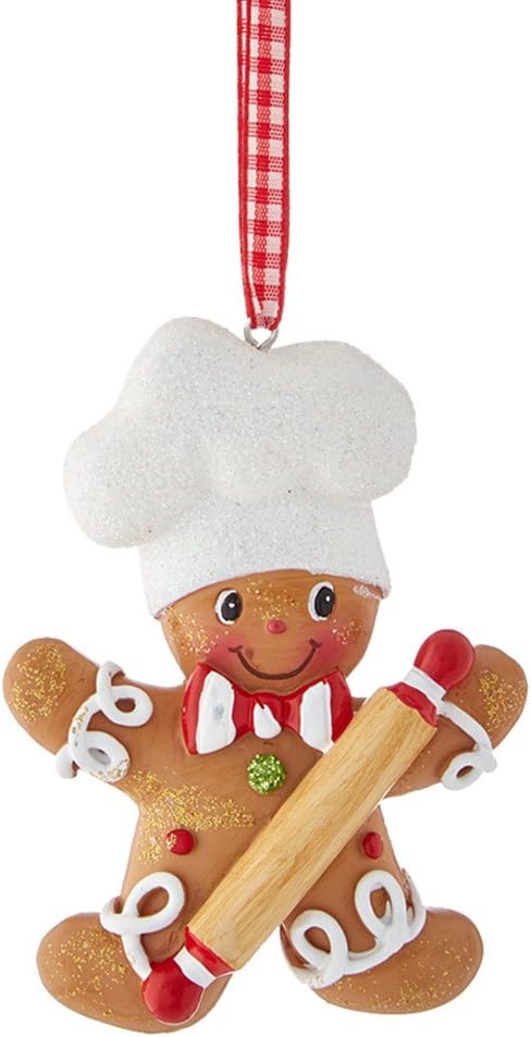 Gingerbread Boy & Girl Baker Christmas Ornament – Personalized or Non-Personalized Holiday Ornament | Cute Gingerbread Cookie Tree Decoration, Kitchen Baker Gift, Holiday Keepsake Décor