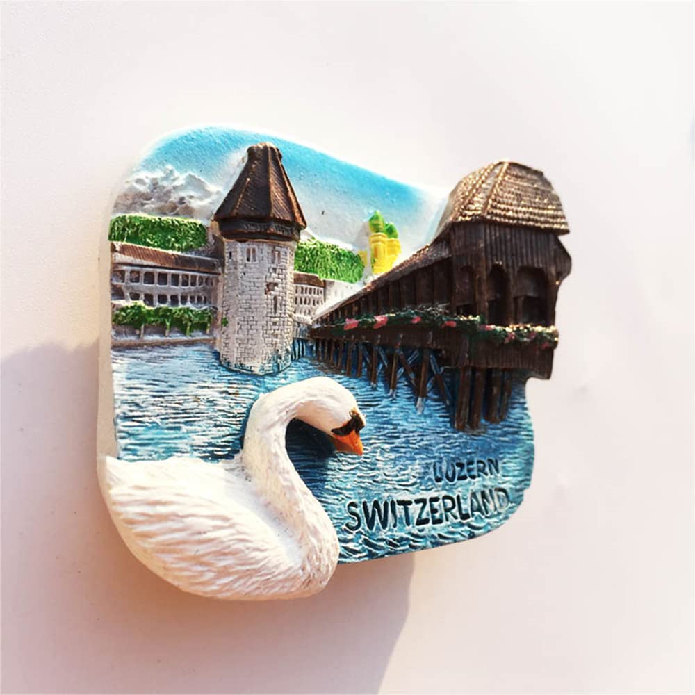 Magnete Frigorifero 3D - Chapel Bridge Lucerna Svizzera - Souvenir Da Viaggio 7x5,5 Cm