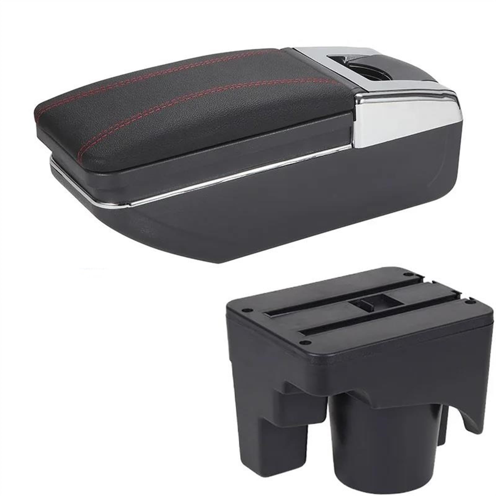NOHEEU Car Armrest Box Storage For Scirocco For Sagitar For Golf 6 5 Mk6 MK5 For Jetta(C1 Black red NO USB)
