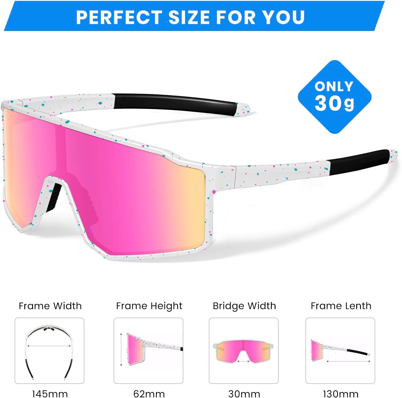 SPOSUNE UV400 Polarized Softball Sunglasses, TR90 Sports Glasses for Running, Cycling, Baseball & Bike (Unisex)