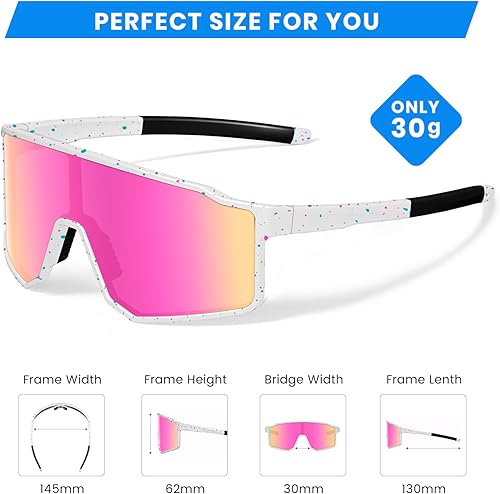 Miniatura 5 de SPOSUNE Gafas de sol polarizadas UV400 de sóftbol, TR90, gafas deportivas para correr, ciclismo, béisbol y bicicleta (unisex)