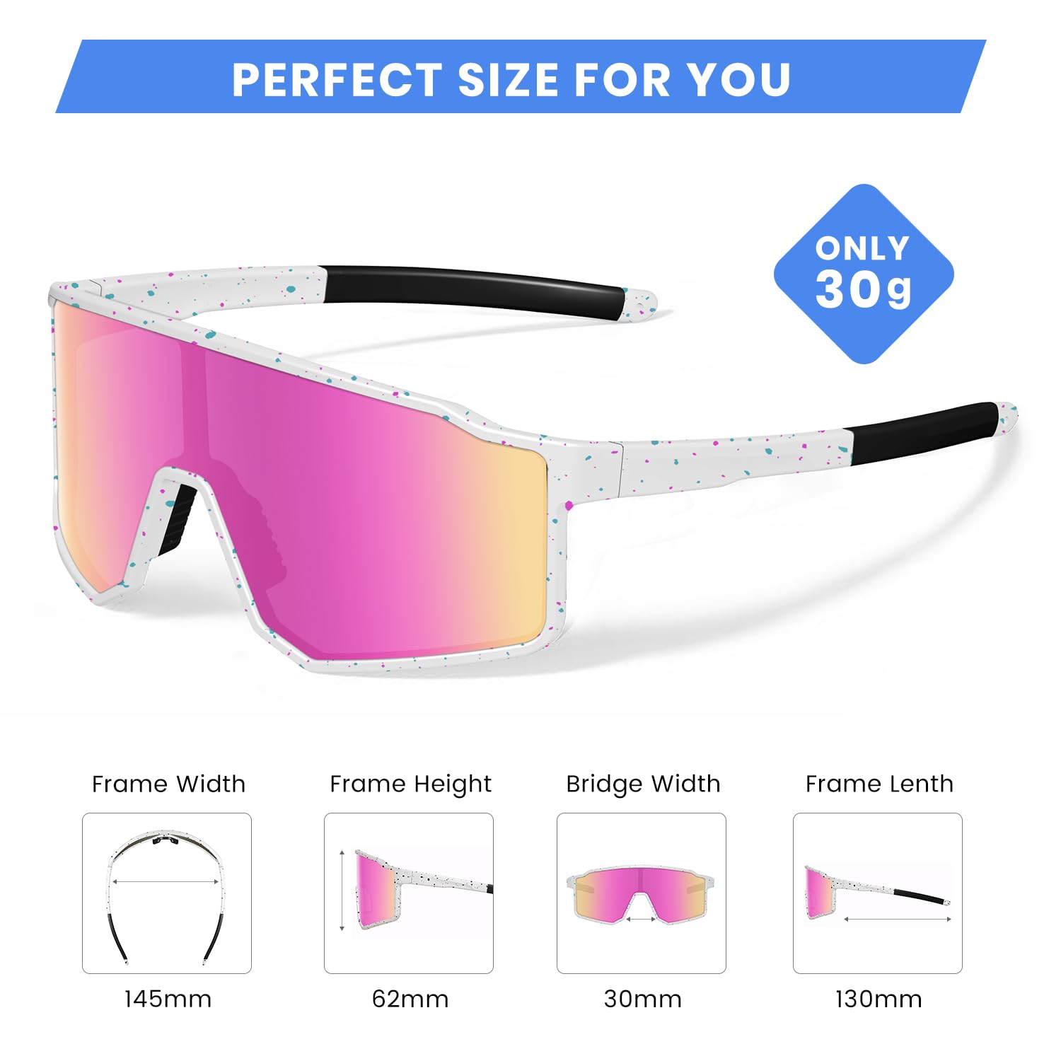 FMY Gafas de sol de sóftbol para jóvenes, lentes de sol polarizadas UV400, protección TR90, ligeras para niños y niñas de 6 a 16 años