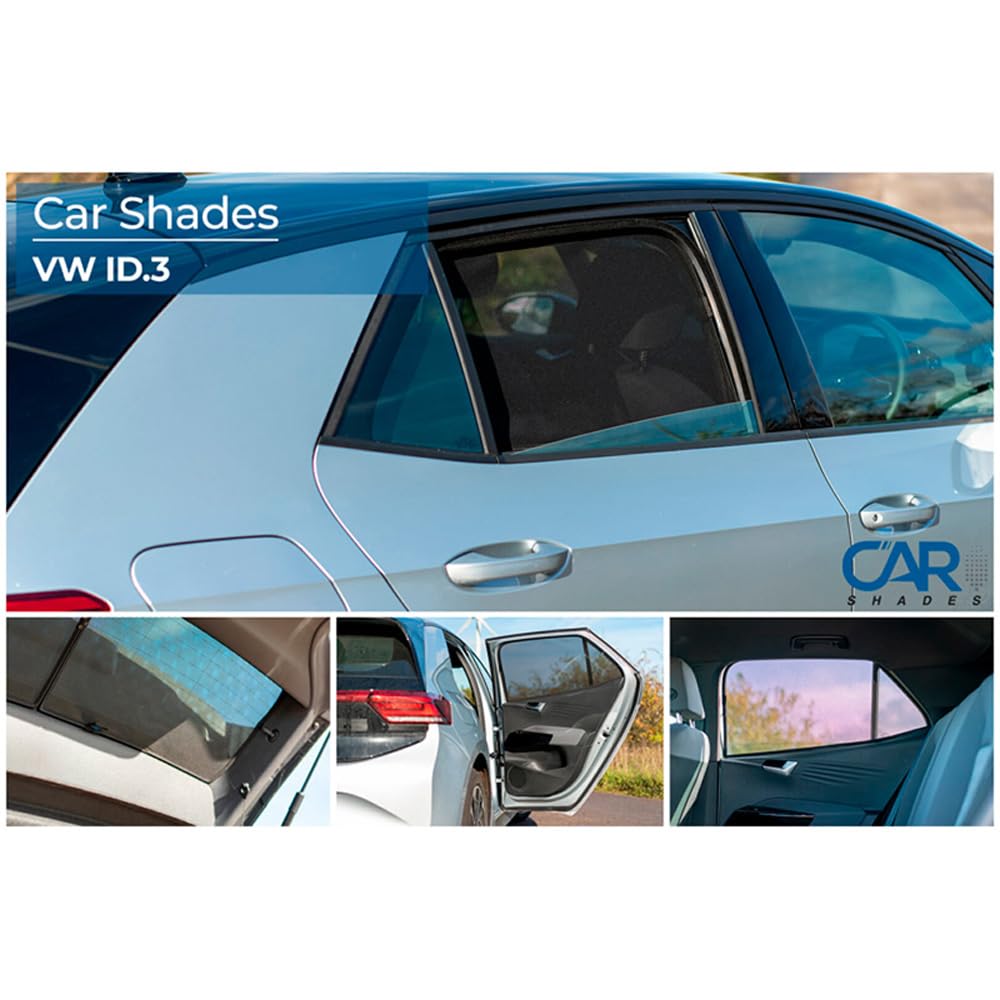 CAR SHADES Set (Porte Laterali Posteriori) Compatibile con Volkswagen ID.3 2020- & Cupra Born 2021- (2-Parti) Tendine Parasole su Misura