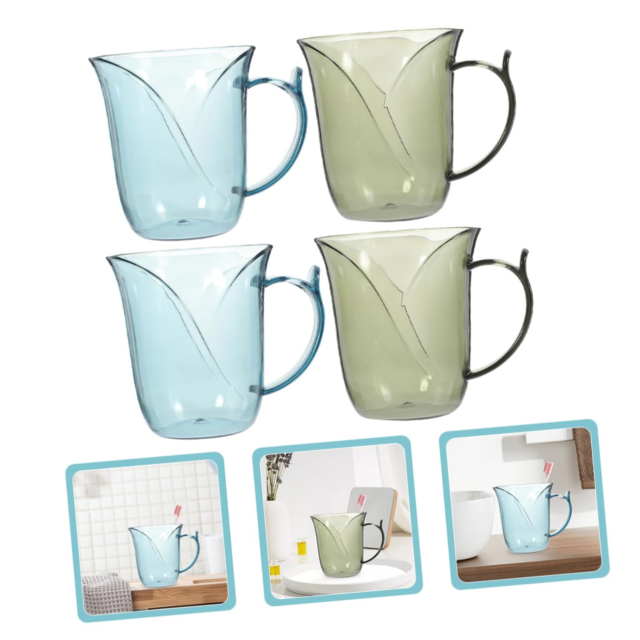 BRIGHTFUFU 4pcs Reusable Mouthwash Cups Simple Bathroom Tumblers for Toothbrushes and Toothpaste for Home Use Travel-Friendly Design Elegant Colors
