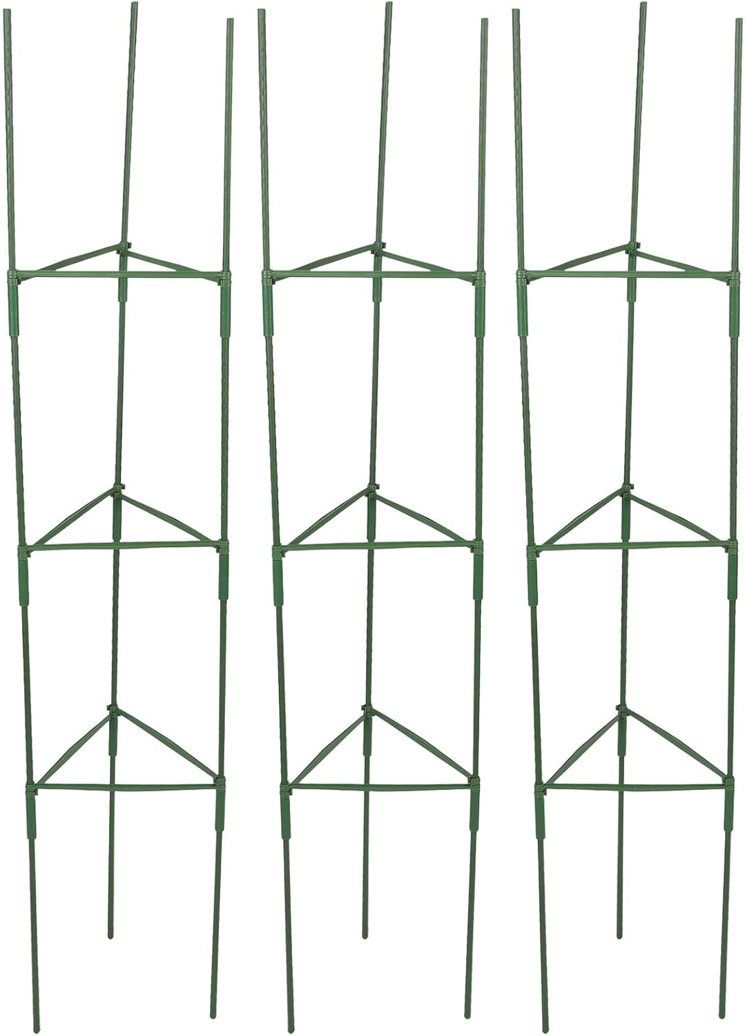 3 Sets Metal Tomato Plant Trellis Climbing Plant Support Brackets for Garden and Indoor Use with 27 Stakes, 27 Connecting Rods, and 18 Connectors