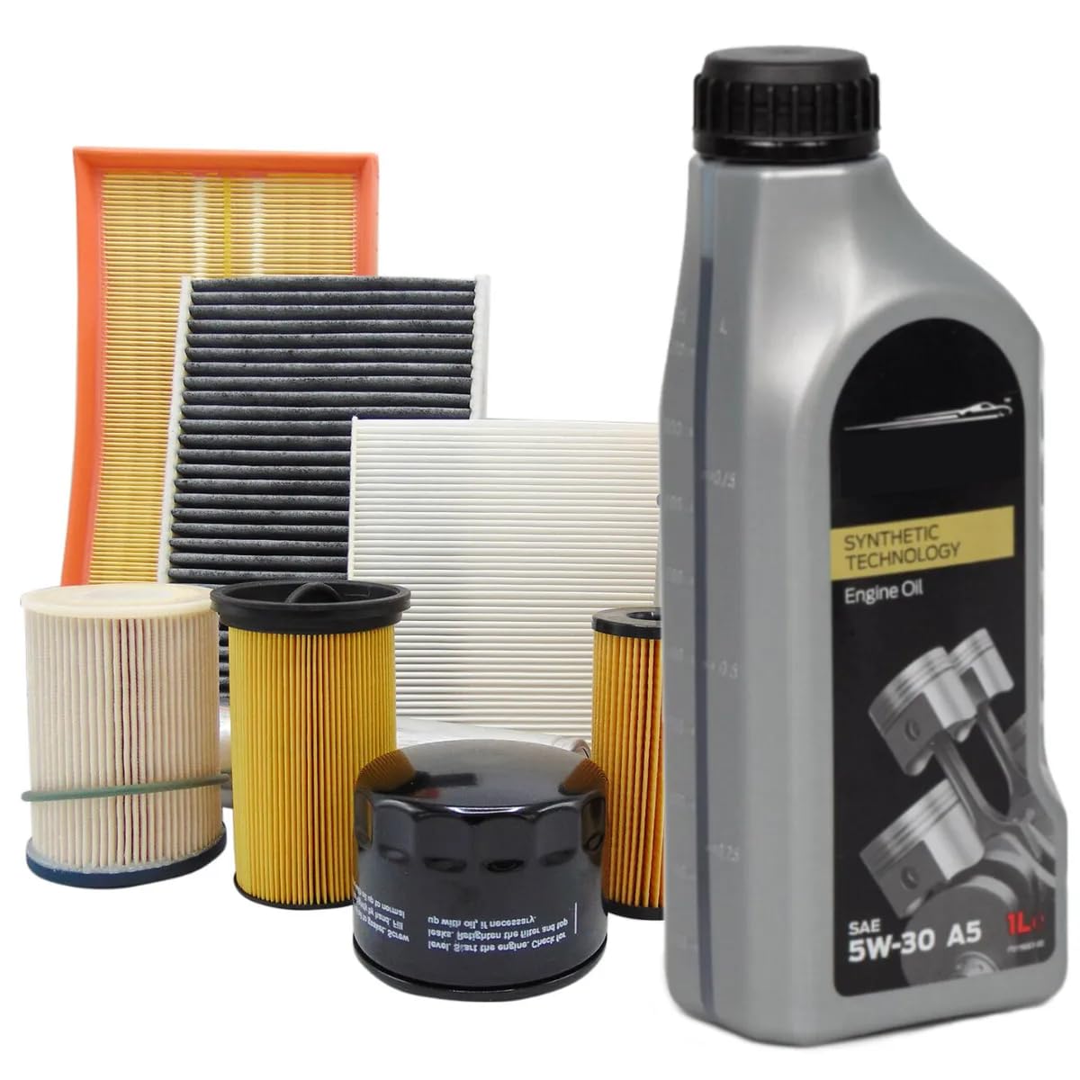 Kit tagliando auto, kit quattro filtri e 8 litri olio motore originale 5W30 per Transit V 260 2.2 TDCi
