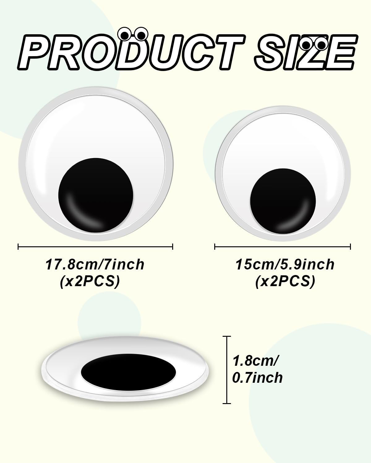 OWMOSYX 4 PCS Large Googly Eyes Self Adhesive Giant Wiggle Googly Eyes for DIY Craft Halloween Christmas Tree Party Decoration (5.9inch and 7 inch)