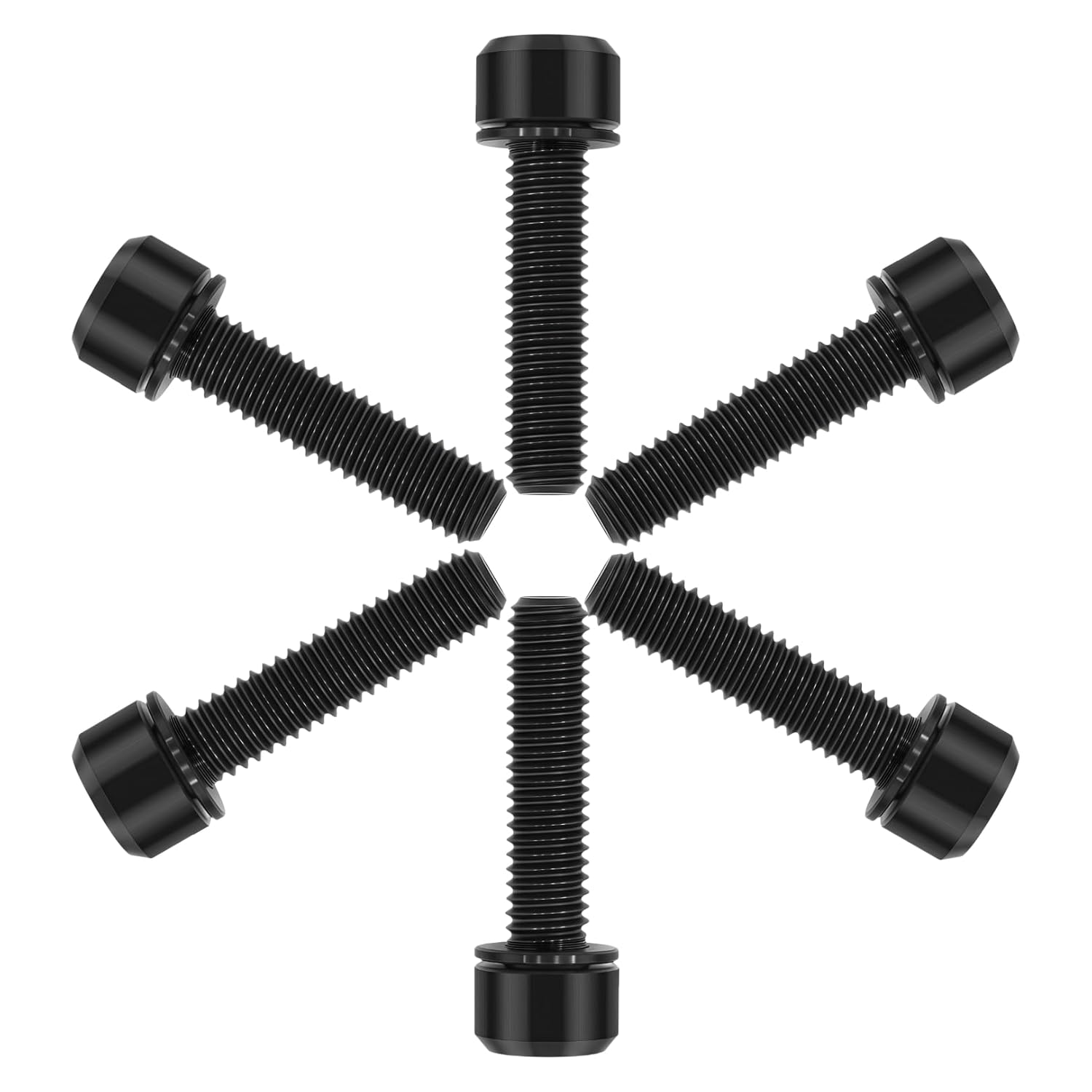 6PC Titanium Bolts M6X25mm with Washers, Lightweight Design | Ideal for Humid/Salty Environments M6 Hex Screws for Bicycle Brake Systems Motorcycle Engine Guards (Black)