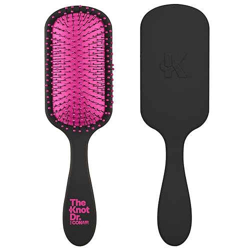 Conair - Cepillo de pelo The Knot Dr. - Cepillo desenredante para el cabello - Elimina nudos y enredos en el cabello húmedo o seco, neón negro con