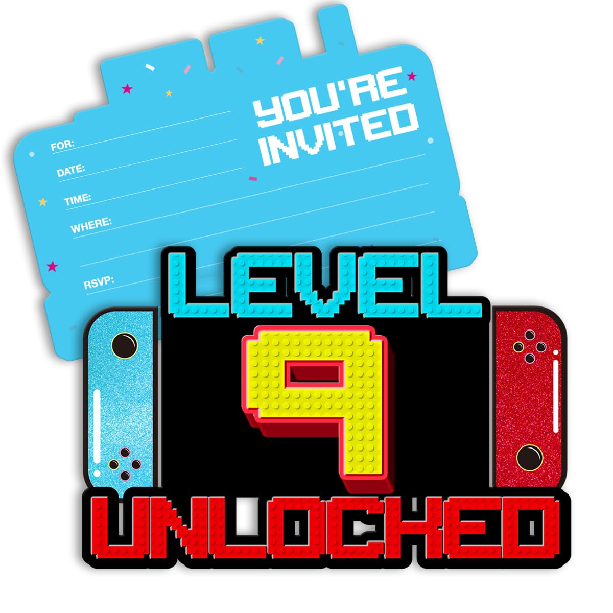 Video Game 9th Birthday Party Invitations