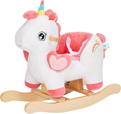 Miniatura 9 de labebe Caballo mecedor para bebé con cinturón de seguridad, gorila de unicornio para niños de 6 meses a 3 años, juguete de equitación para bebés,