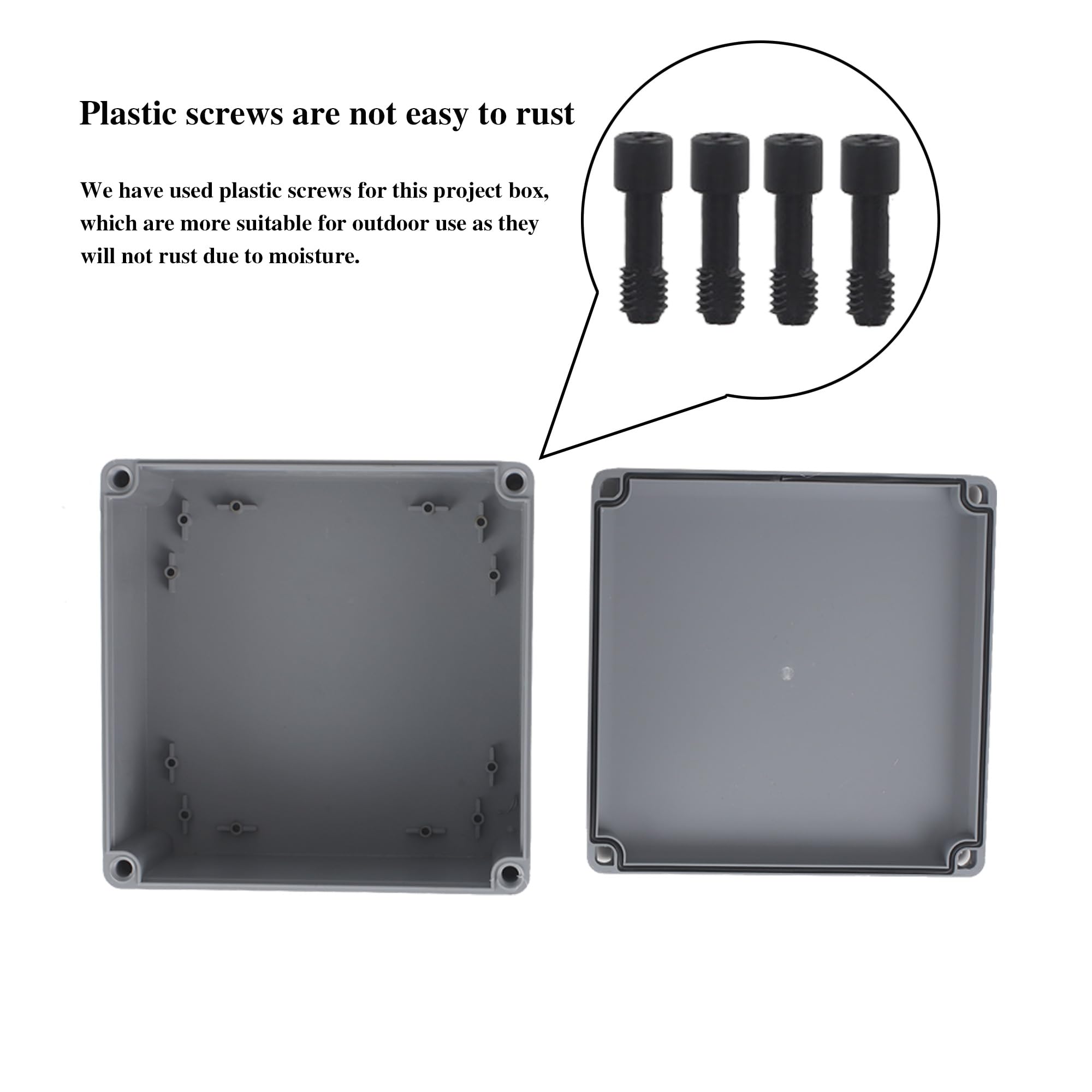 Junction Boxes-8" x 8" x 4" IP65 ABS Plastic Dustproof Waterproof Electrical Box Project Junction Conduit Box for Electrical Outdoor Enclosure — Amazon image 4