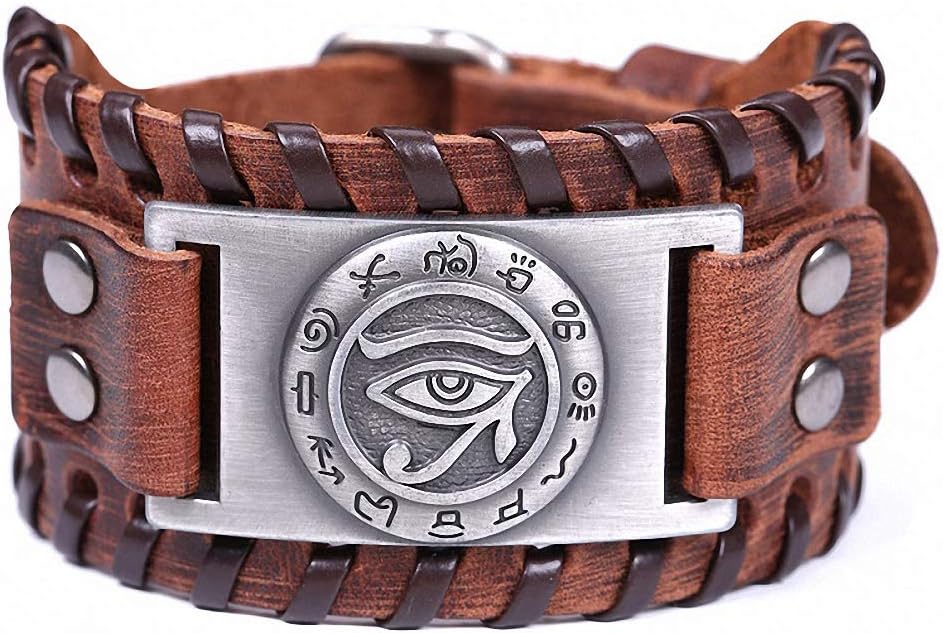 Giwotu Witchcraft Evil Eye Exorcise Evil Spirits and Good Luck Leather Bracelet