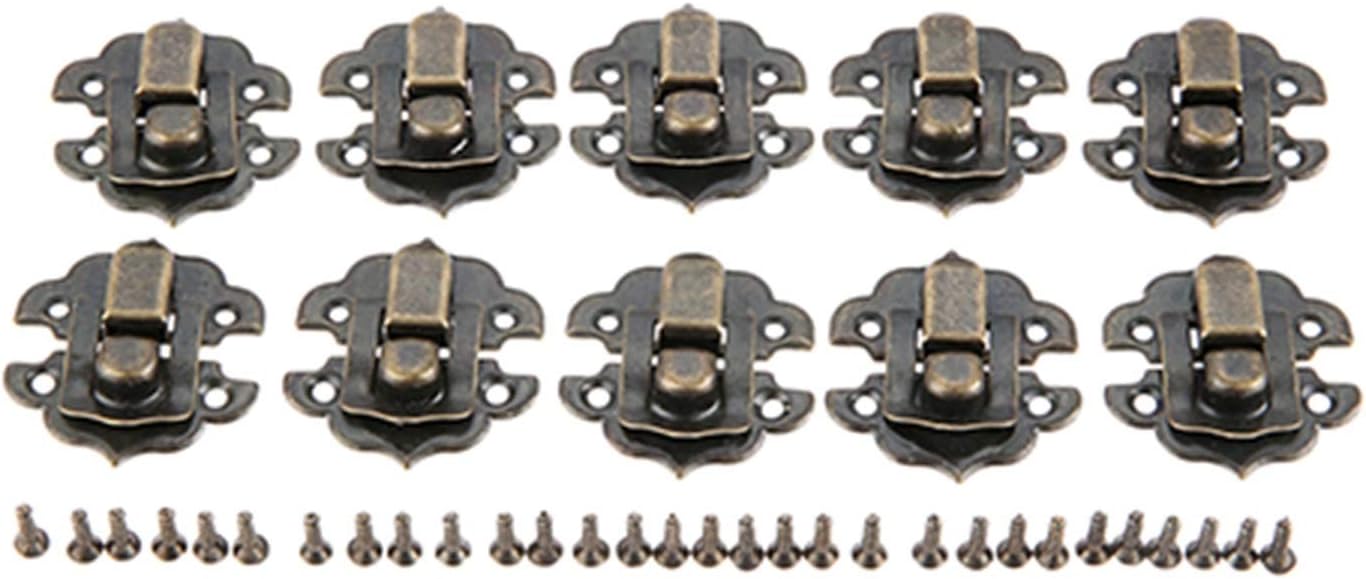 Hasp,10Pcs Antique Iron Lock Jewelry Box Padlock Hasp Wooden Wine Gift Box Latch Clasps Handbag Buckle Hardware with Screws 30 * 30mm (Color : C) (Color : A)