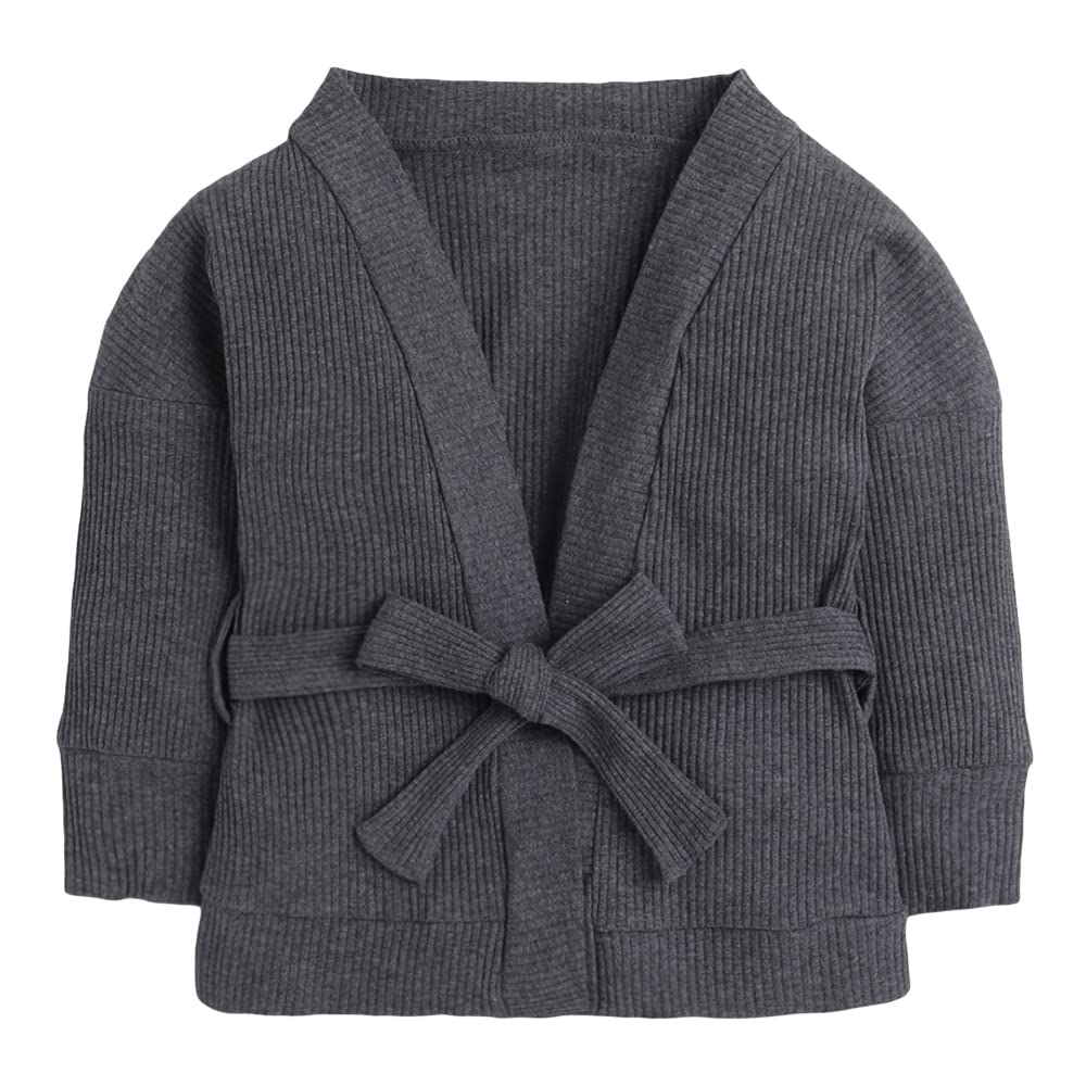 Hopscotch Girls Cotton Blend Solid Full Sleeve Shrugs in Gray Color