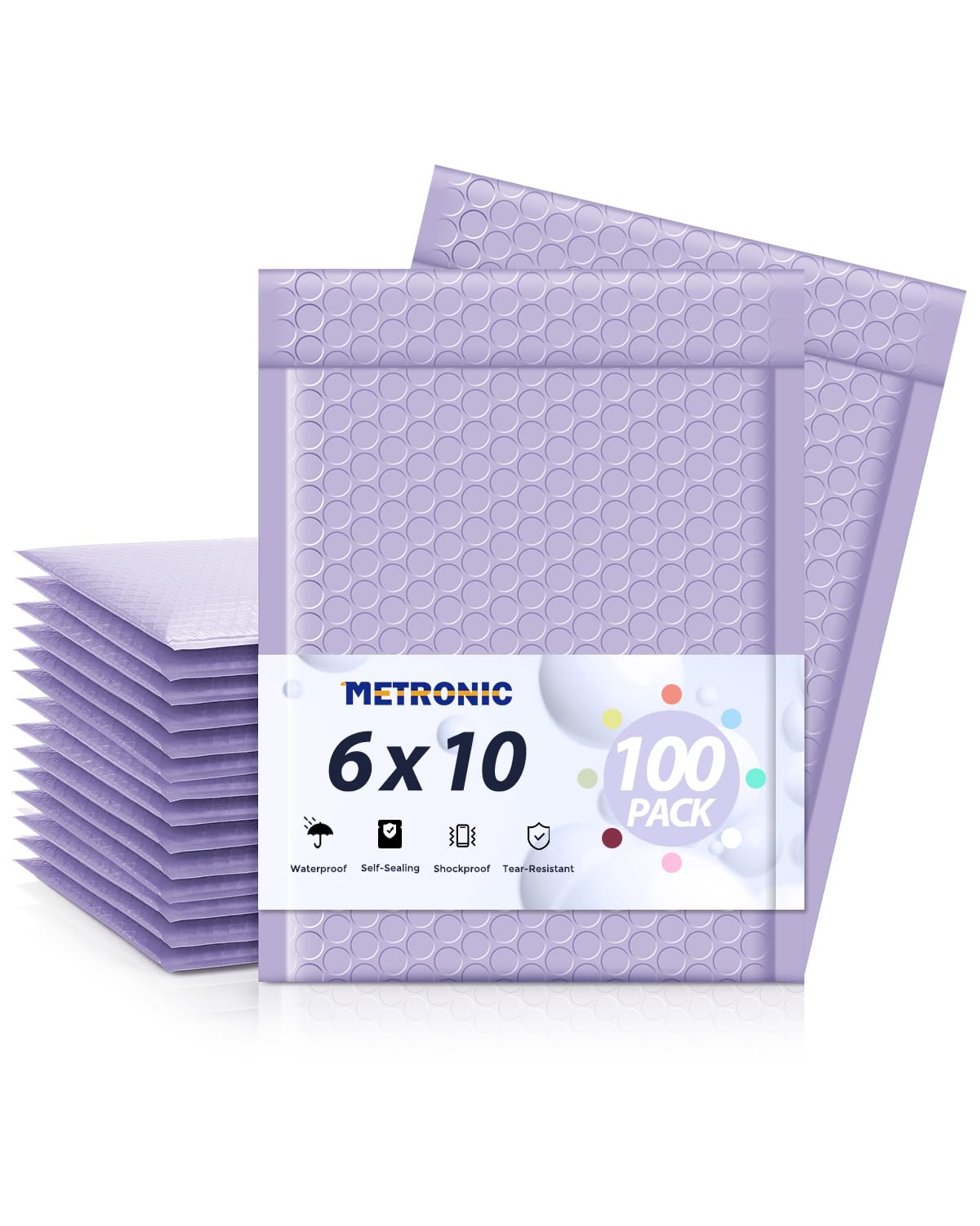 Metronic Bubble Mailers 6x10 Inch 100 Pack Lilac Purple Padded Envelopes