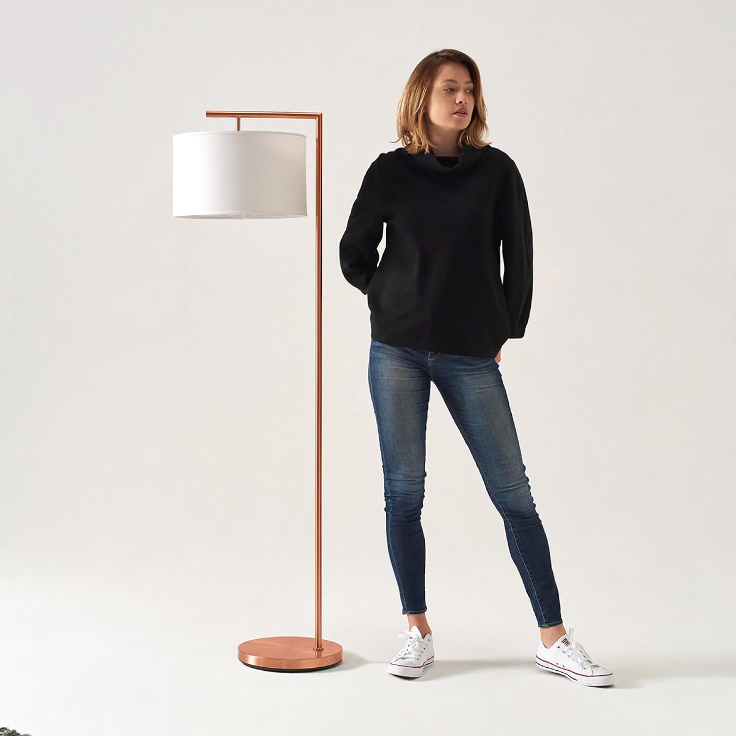 Brightech Montage Modern Floor Lamp, LED Floor Lamp for Living Rooms & Offices - Tall Standing Lamp for Bedroom Reading - Corner Pole Lamp for Contemporary Home Decor - Rose Gold image 3