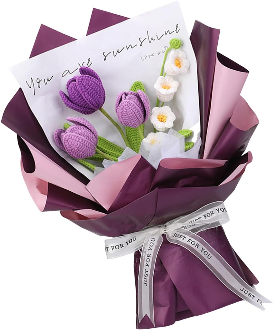 KASSDDF Crochet Flower Bouquet Set Knitting Supplies with Step-by-Step Video Tutorial Instruction for Beginner Adult Crochet Wedding Bouquet Set
