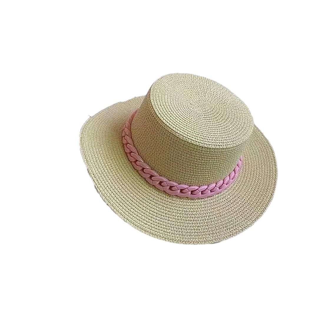 EYRMQWJPC Wide Brim Sun Hat, Women's Summer Straw Hat Wide Brimmed Beach Chain Sun Multicolor(Light Khaki)