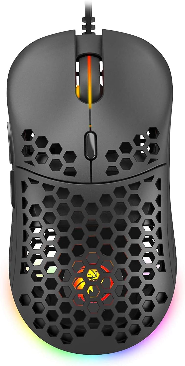 Matar MT-X24 Honeycomb Ultra Lightweight Gaming Mouse Up to 16000 Dpi - 60g (Pixart 3389, Black)