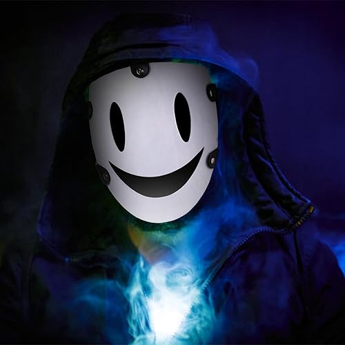 Vista 6 de Máscara de cosplay de invasión de gran altura - Tenkuu Shinpan Máscara de resina blanca sonrisa para disfraz de Halloween