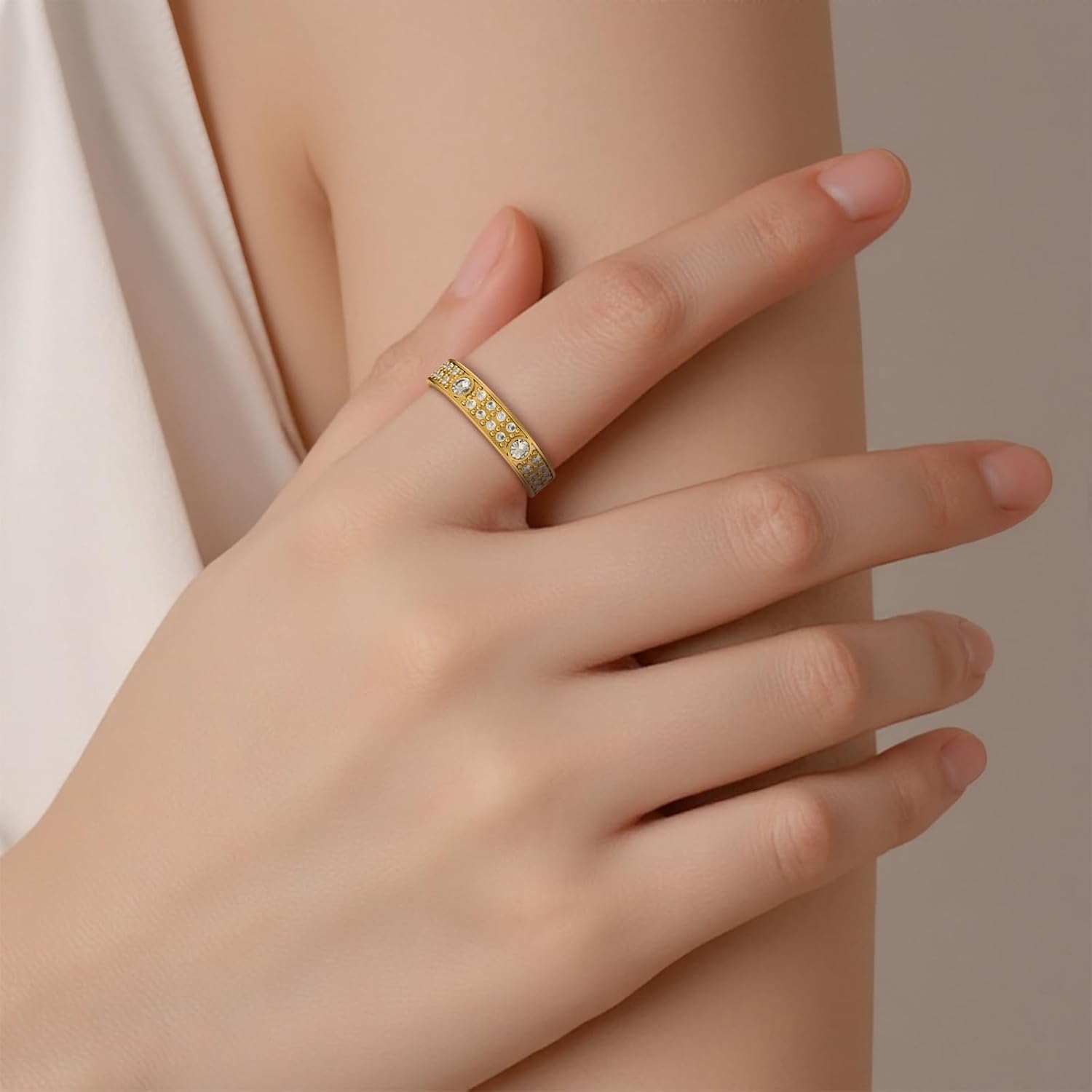 PCY 14K Gold Plated Rings,Sky Full Of Stars Gold Rings for Women,Luxury Sky Full Of Stars Rings for Women,Sky Full Of Stars Promise Eternity Gold Rings to Wear Daily. - Image 3