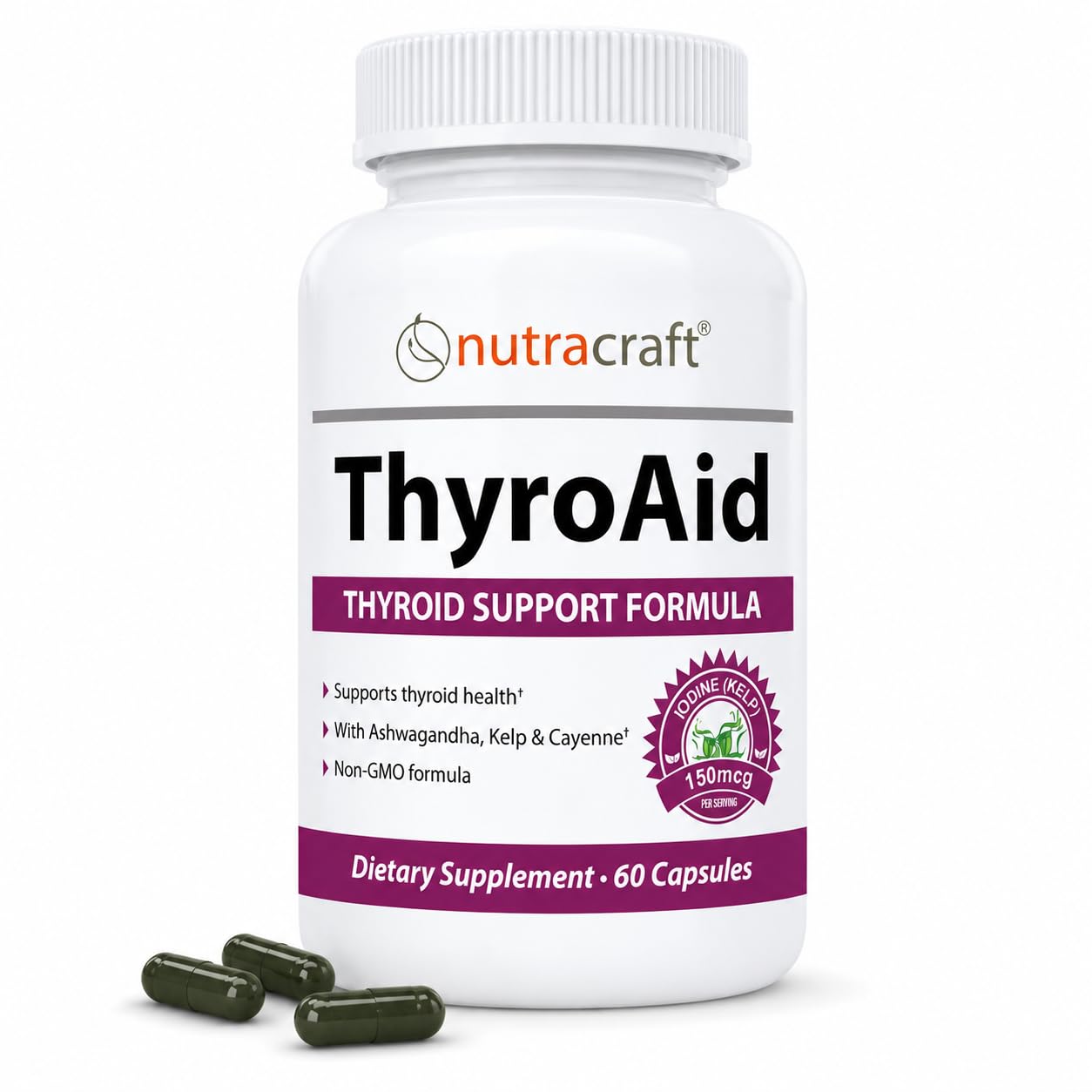 Nutracraft ThyroAid Thyroid Support with Iodine & Selenium, 60 Capsules