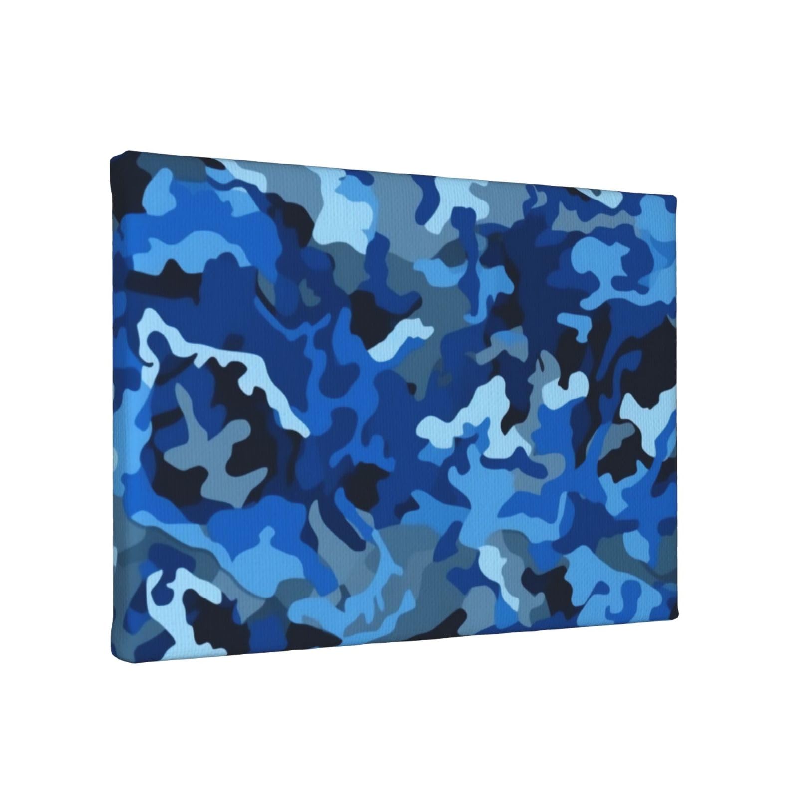 YKLJG Blue Camouflage Printed Wall Art Canvas Painting 30x20 CM Wooden Framed Picture Painting Artwork Prints for Bedroom Kitchen Home Office Decor