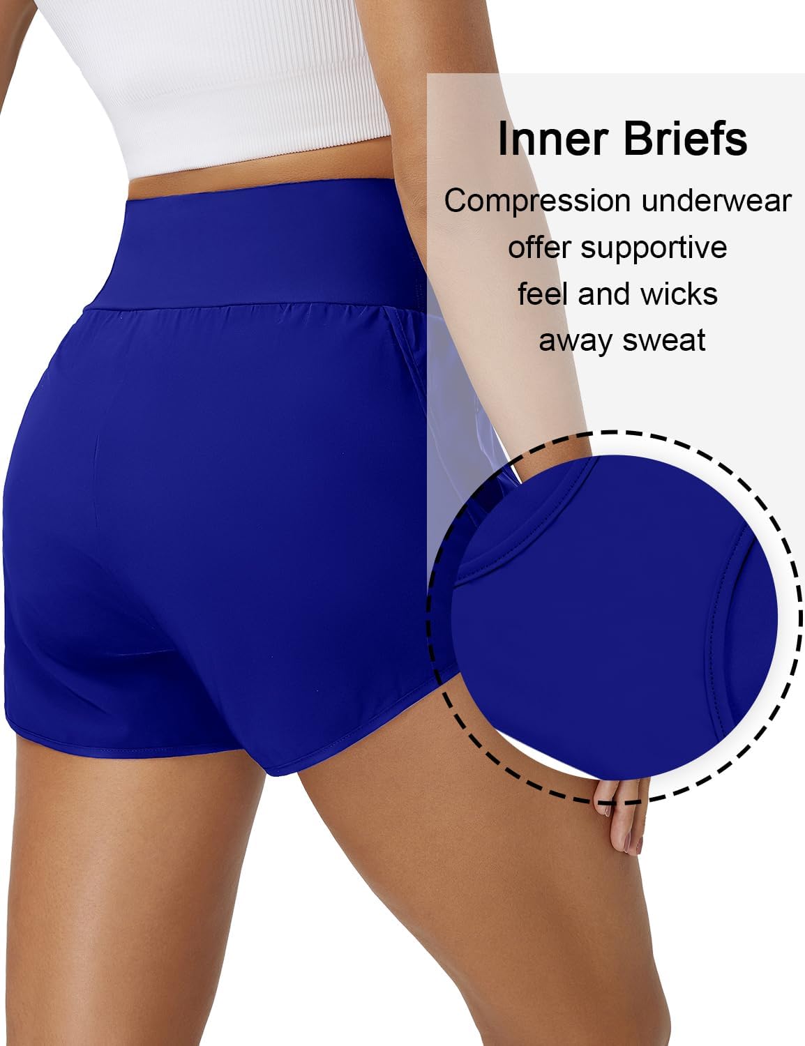BMJL Women's Athletic Shorts High Waisted Running Short Pockets Gym Elastic Quick Dry Workout Shorts 2.5"