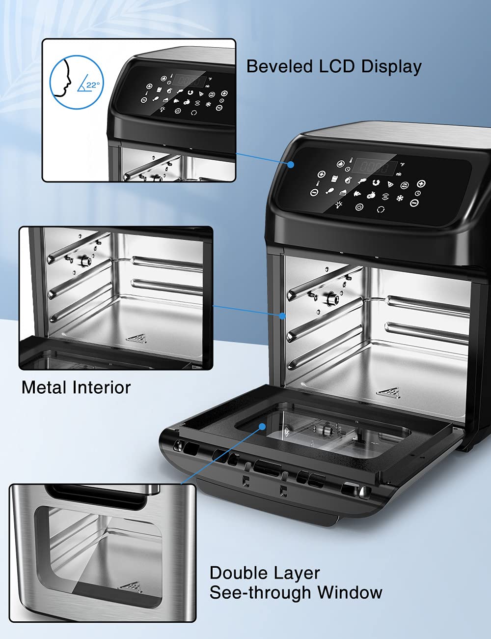 Air Fryer 12L Air fryer Oven with Rotisserie Function, 12 in 1 Electric