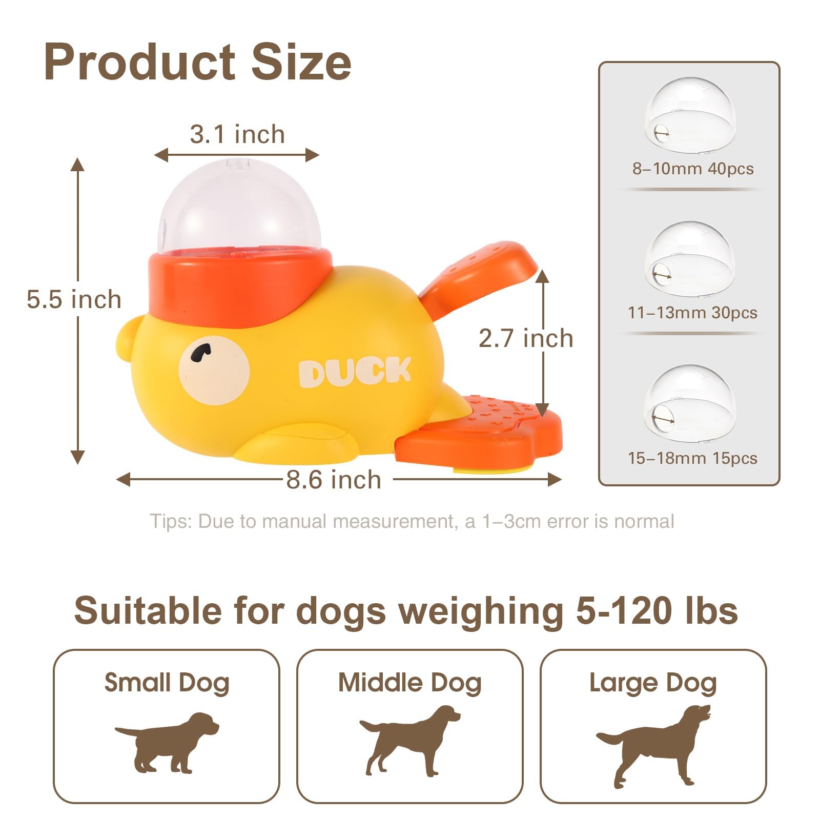 Distributeur de friandises en forme de canard, jouet distributeur de nourriture pour chien, jouet 2 en 1 interactif pour chien à alimentation lente, gamelles pour chat, jouets d'enrichissement mental